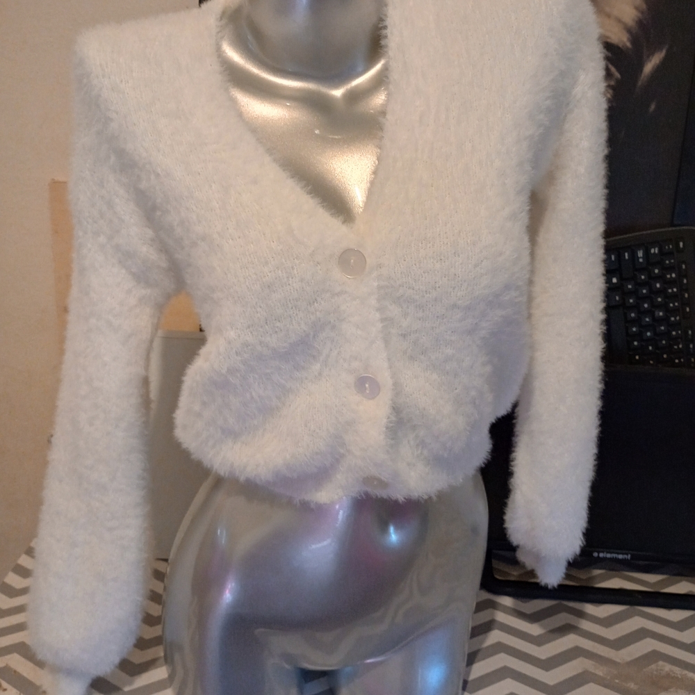 No Boundaries White Fuzzy Sweater